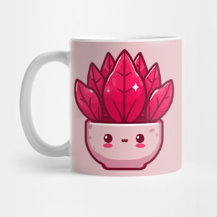 Cute Kawaii Red Leaf Houseplant | Kawaii Plant Art Design for Kawaii Lovers Mug